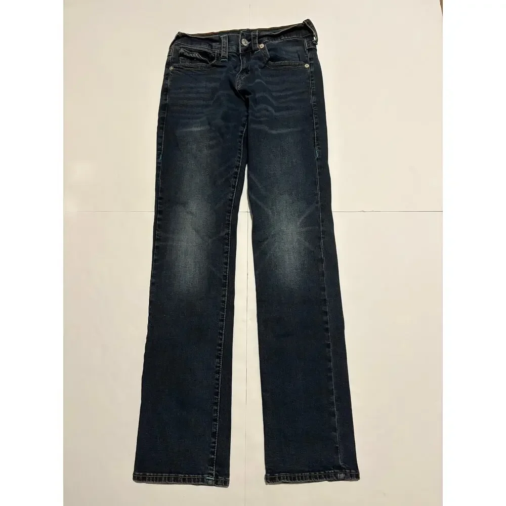 True Religion Ricky Relaxed Straight Jeans Men’s 28 Dark Wash Flap Pocket
